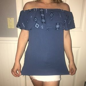 Blue off the shoulder top